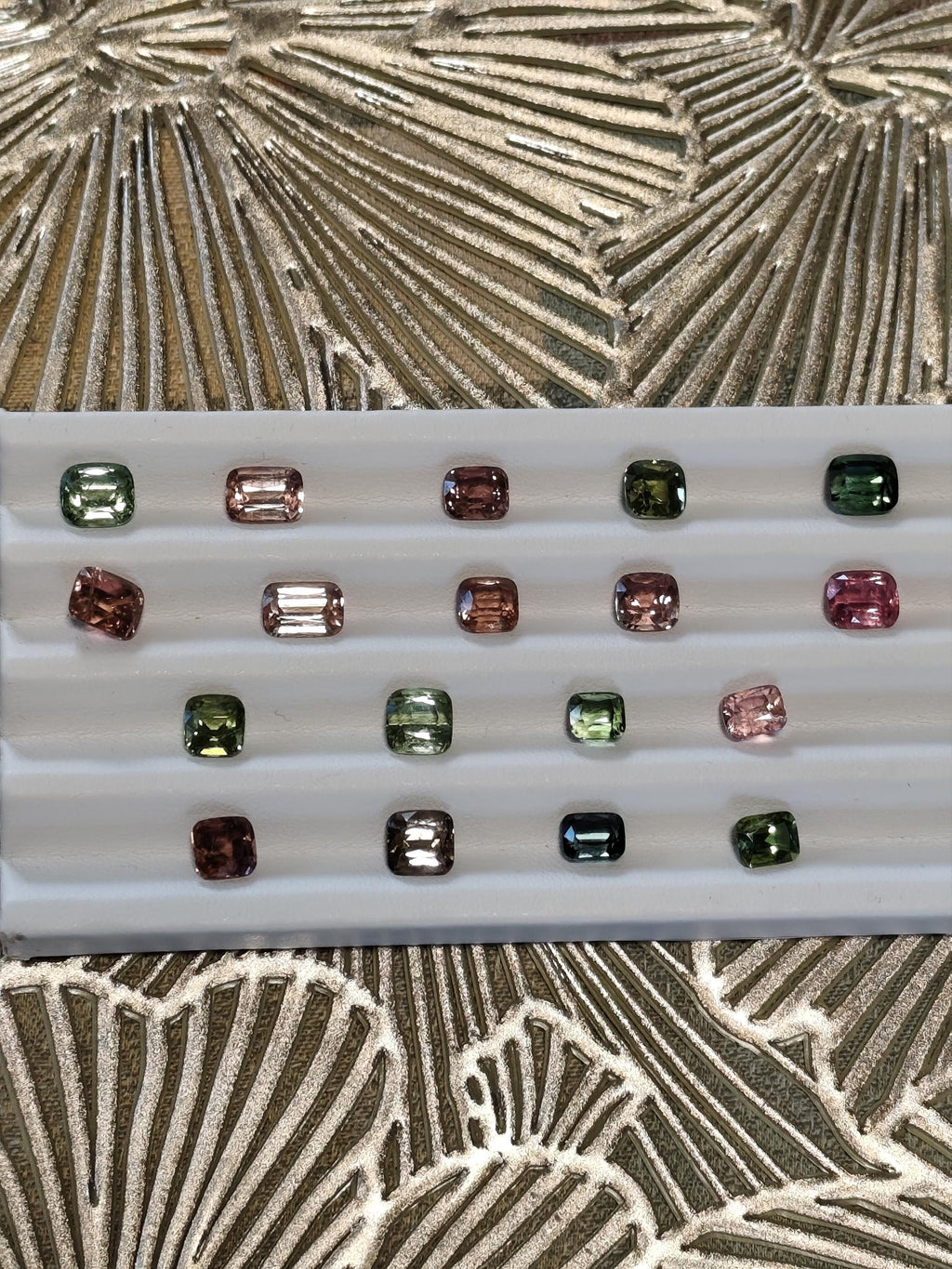 23.30 Ct Natural Afghan Tourmaline Suite | Luxury Matched Pairs | Pink Green Teal Cushion Gemstones