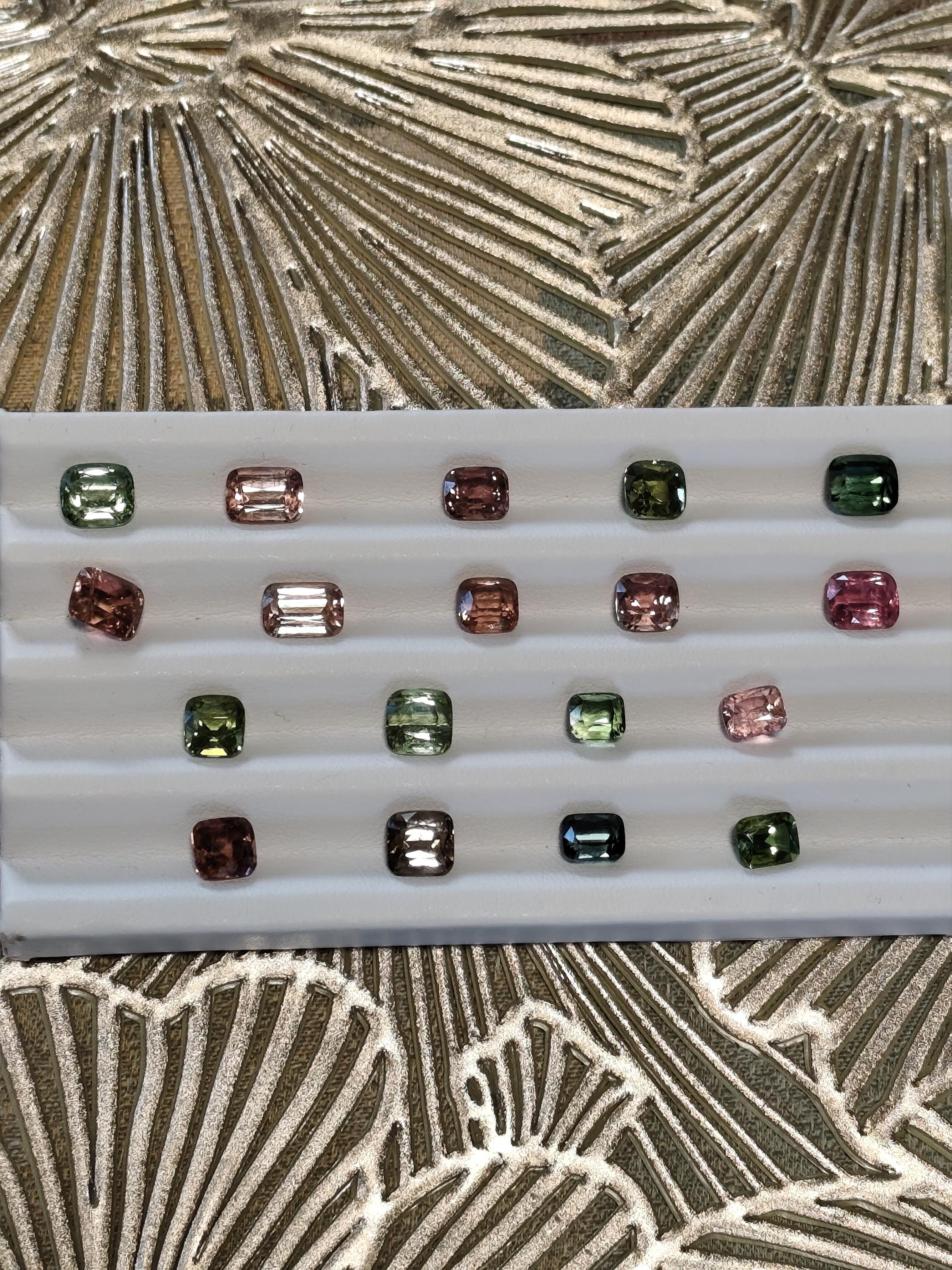 23.30 Ct Natural Afghan Tourmaline Suite | Luxury Matched Pairs | Pink Green Teal Cushion Gemstones