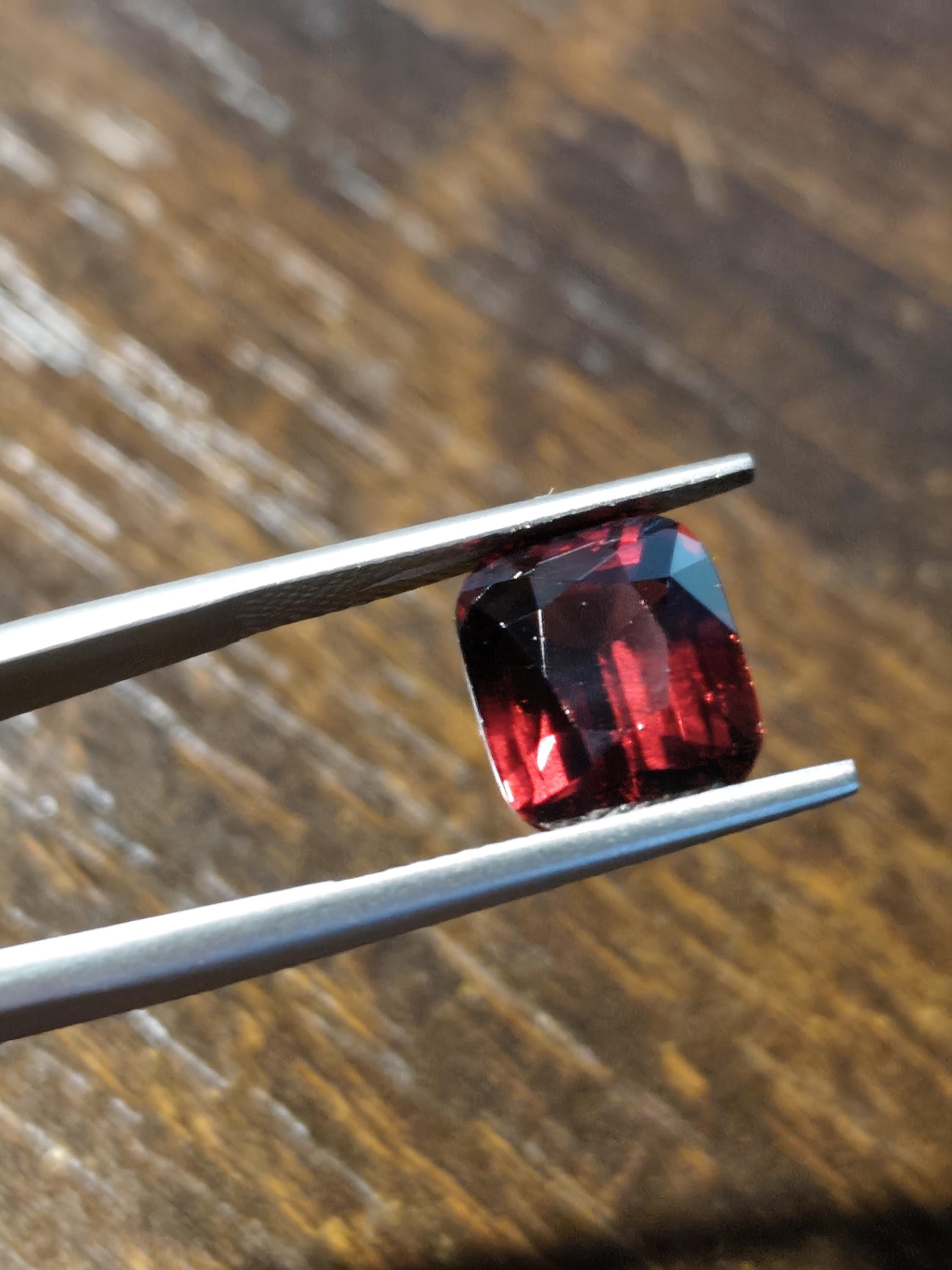 Natural Rhodolite Garnet 6.48 Ct Cushion Cut Deep Raspberry Red Pyrope Almandine Garnet Certified