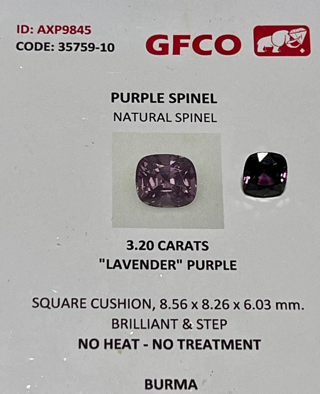 3.20 Ct Natural Purple Lavender Spinel Burmese  Cushion Cut Loose No Heat Collector Gem
