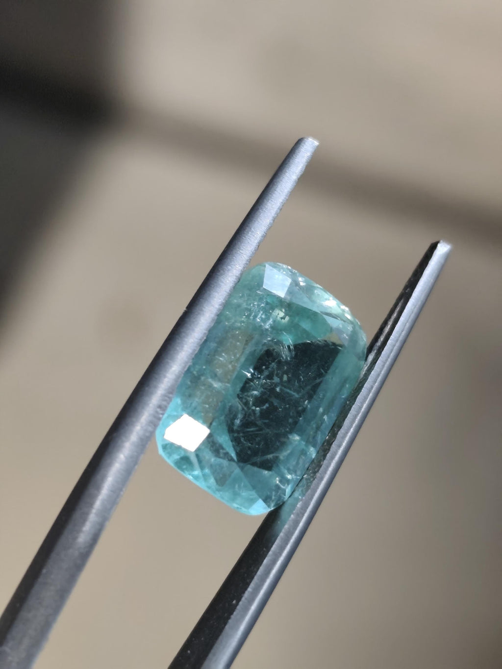Natural Seafoam Green Tourmaline 8.39 Ct Cushion – Greenish Blue Afghan Tourmaline – Large Collector Gemstone
