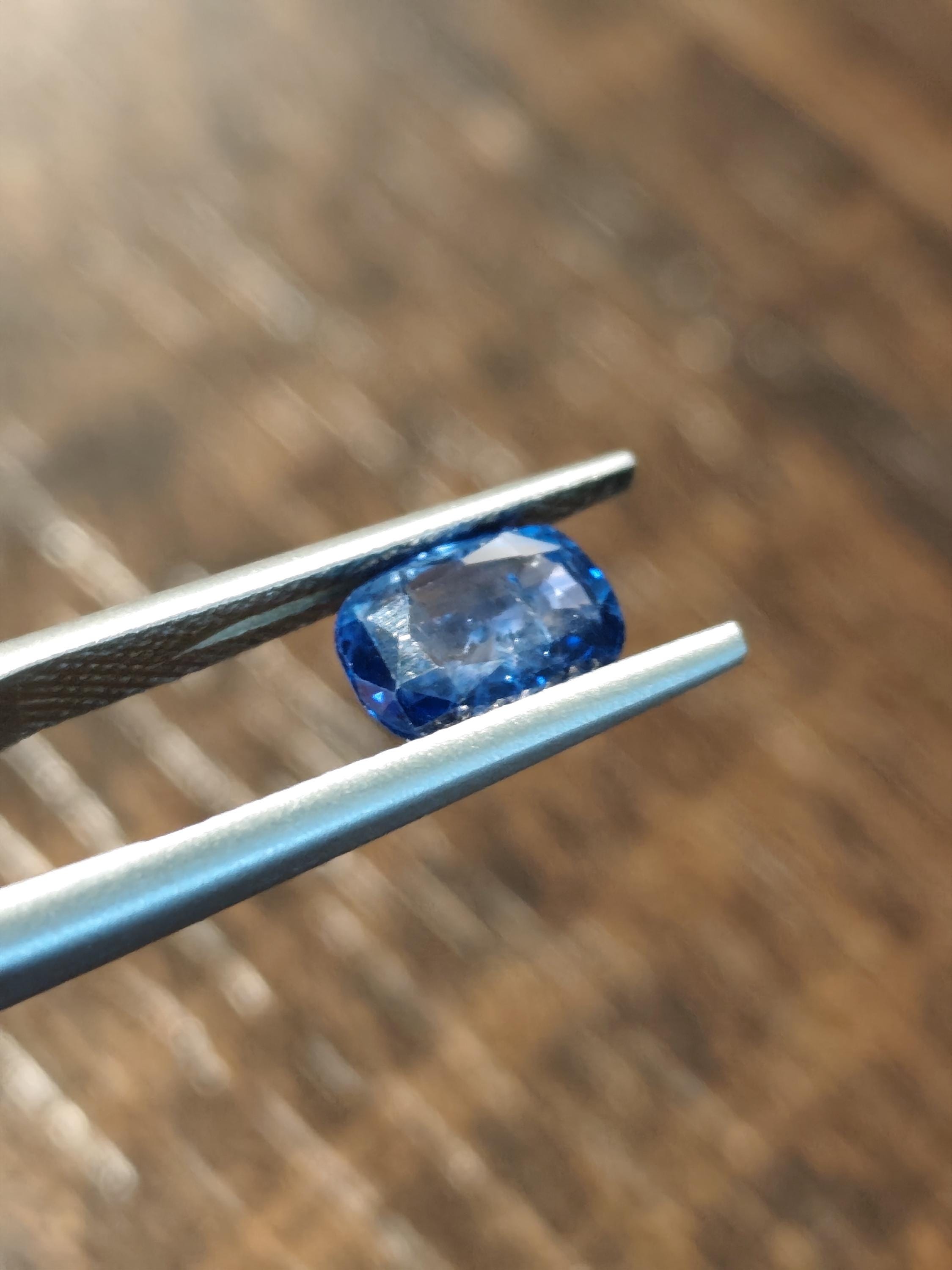 Vivid Electric Blue Sapphire 1.57 Ct Cushion Cut Natural Certified Sapphire Loose Gemstone
