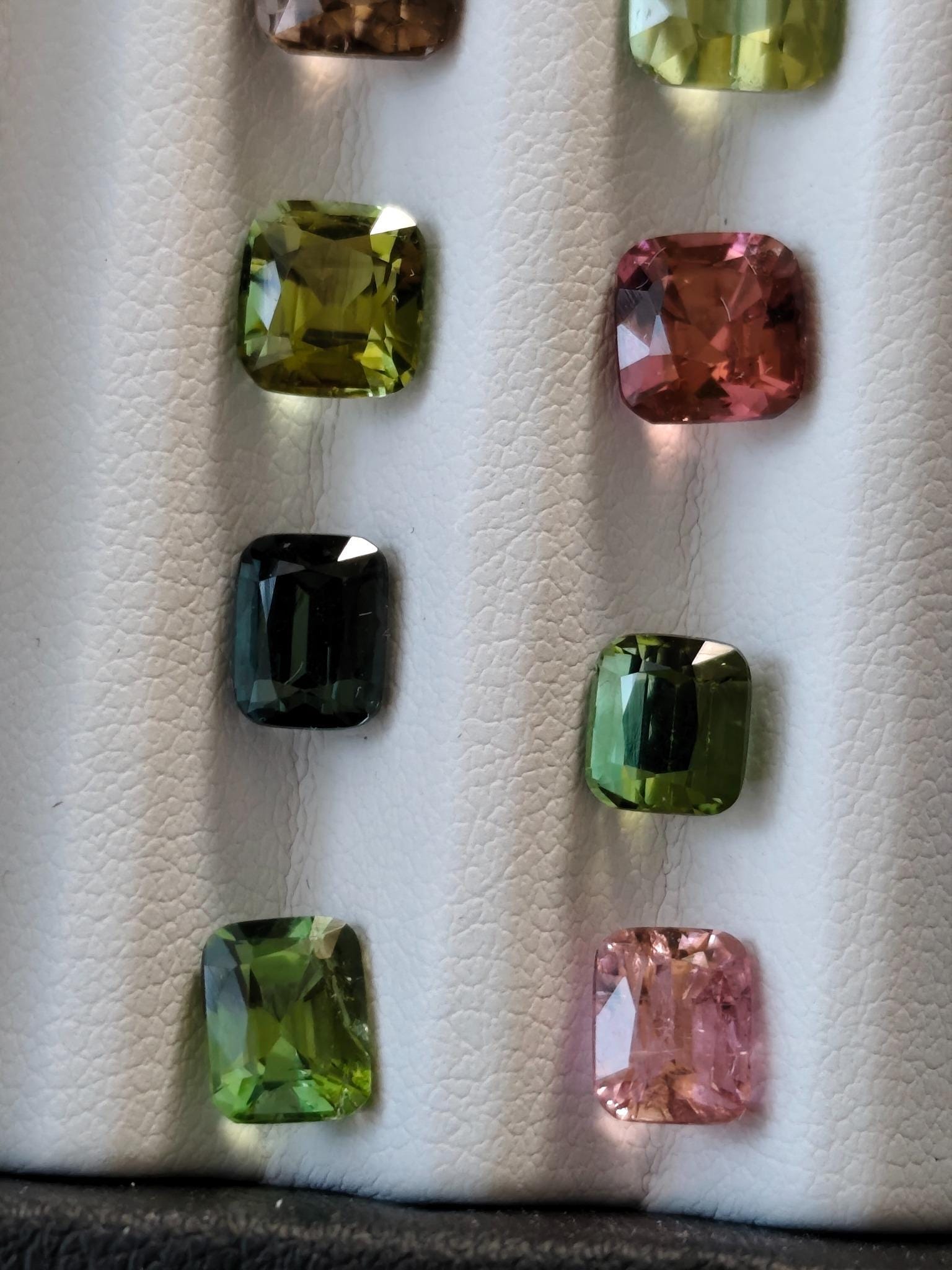 23.30 Ct Natural Afghan Tourmaline Suite | Luxury Matched Pairs | Pink Green Teal Cushion Gemstones