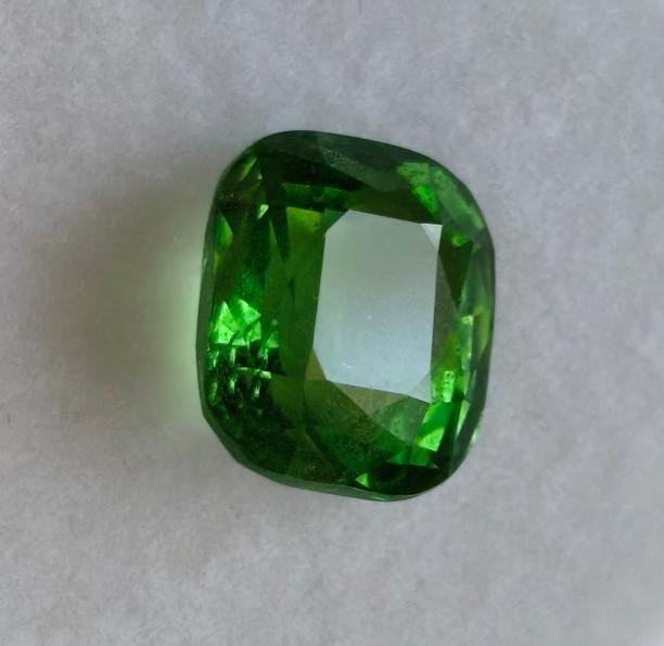 Natural Tsavorite Garnet 3.57 Ct Vivid Green Cushion Cut – Large Size Loose Gemstone – Collector