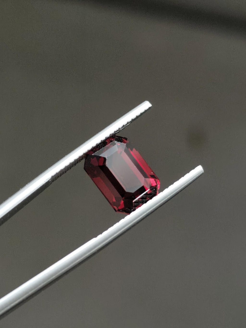 5.97 Ct Natural Rhodolite Garnet Deep Raspberry Red Emerald Cut Certified Pyrope Almandine Gemstone