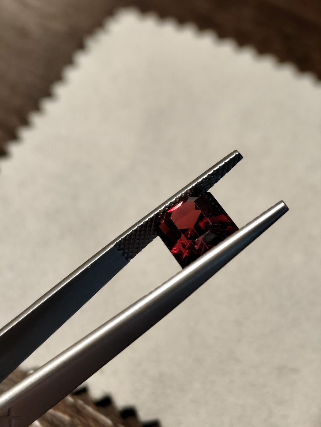 5.97 Ct Natural Rhodolite Garnet Deep Raspberry Red Emerald Cut Certified Pyrope Almandine Gemstone