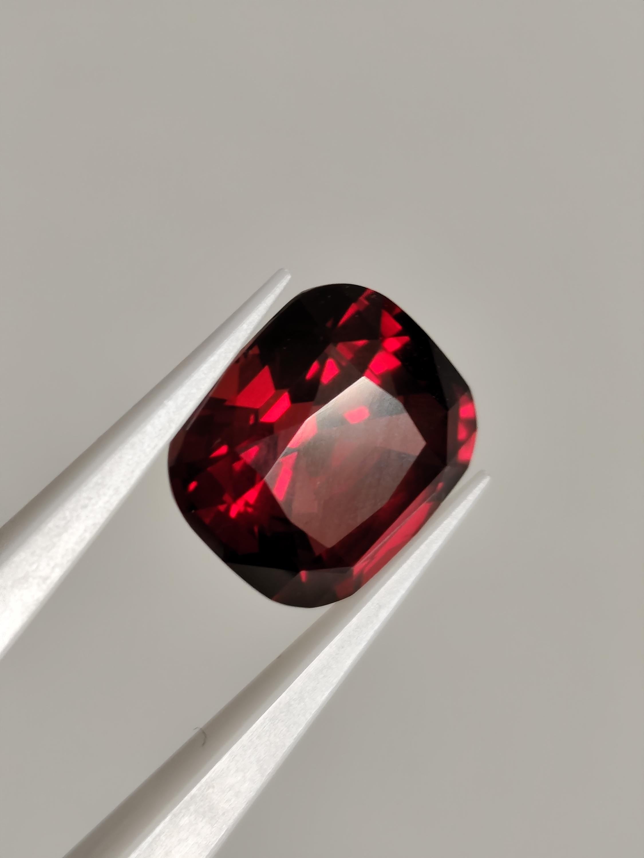 Natural Red Garnet Gemstone (10.92 CT, 13.29x11.86x8.11 mm)