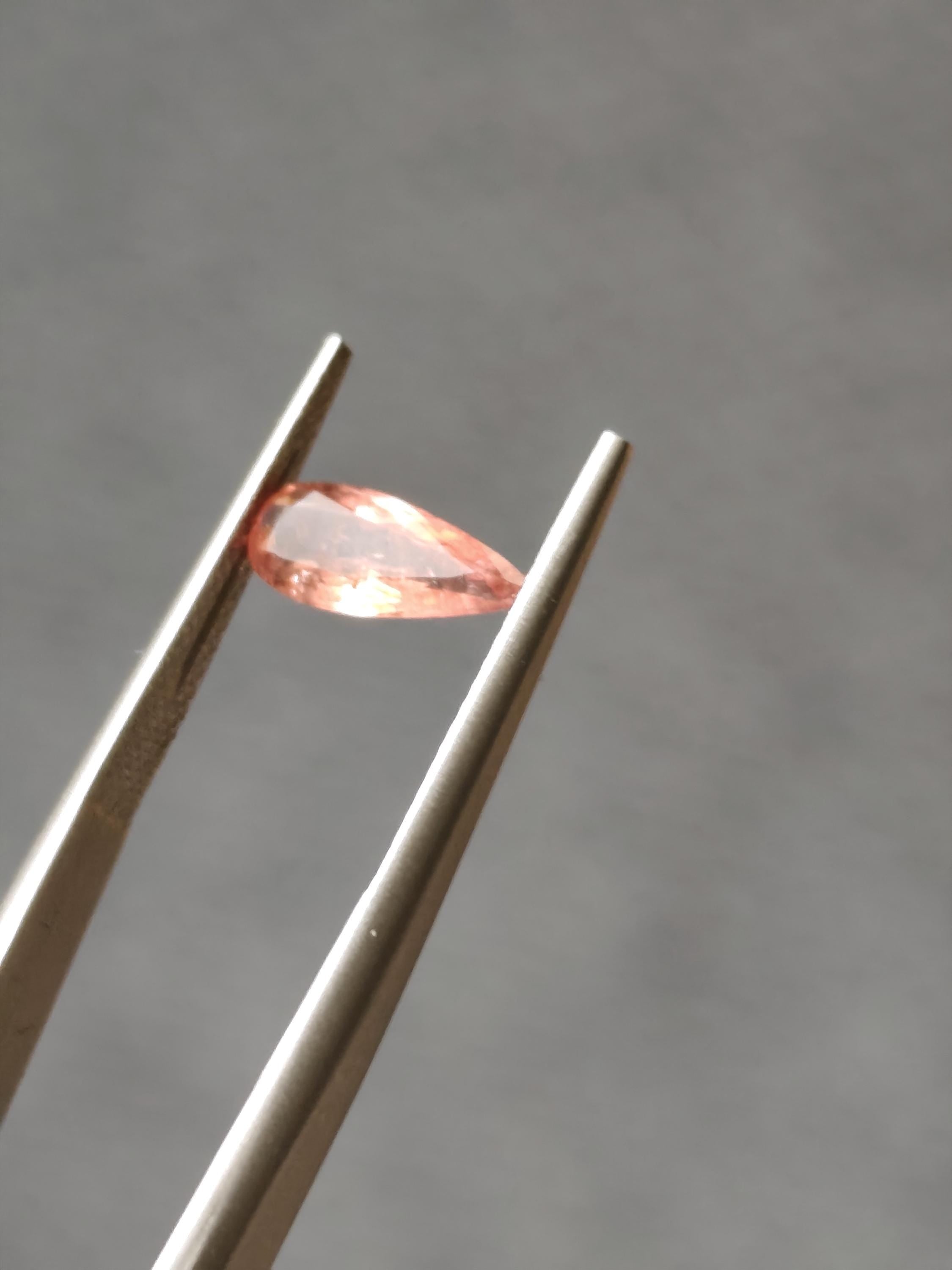 Rare Natural Vayrynenite 0.77 Ct Salmon Pink Pear Gem Afghanistan