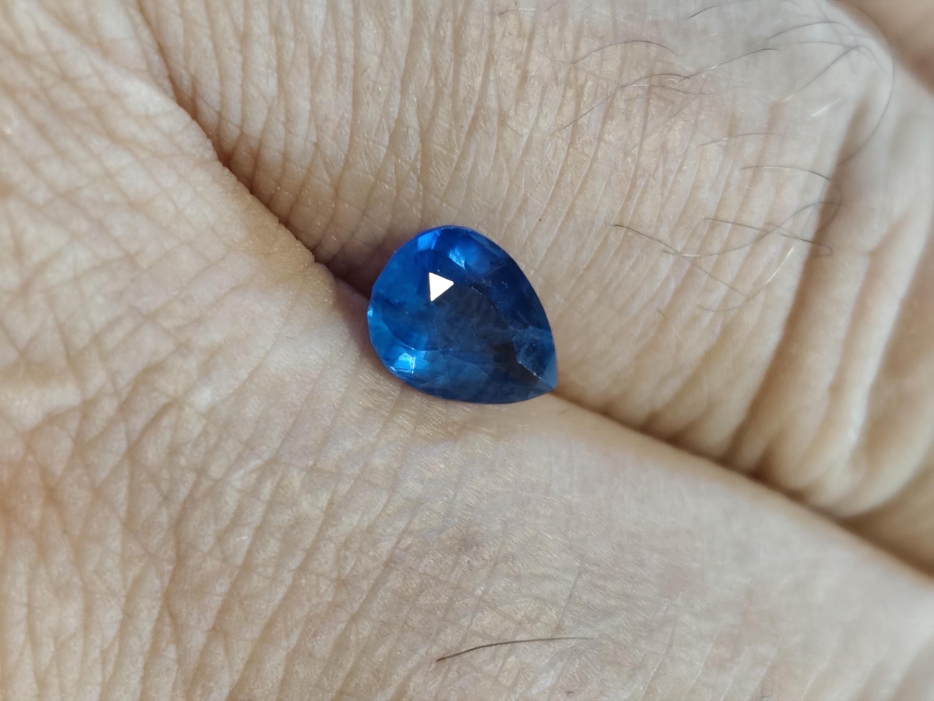 Natural Vivid Electric Blue Sapphire 1.69 Ct Pear Cut Heated Loose Gemstone Certified Corundum