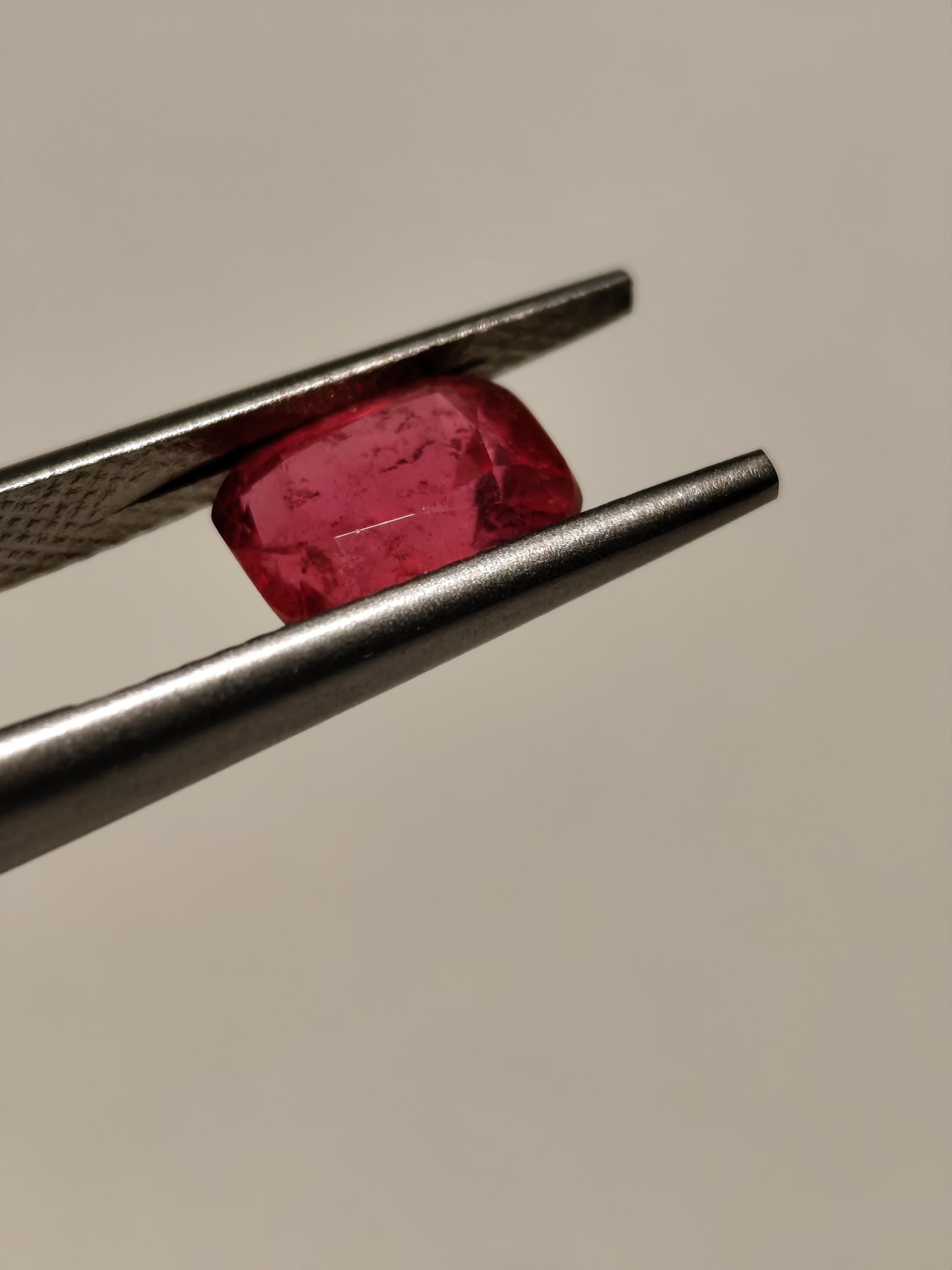1.93 Ct Natural Rubellite Tourmaline – Pinkish Red Cushion Cut – Afghan Gemstone – Loose Stone